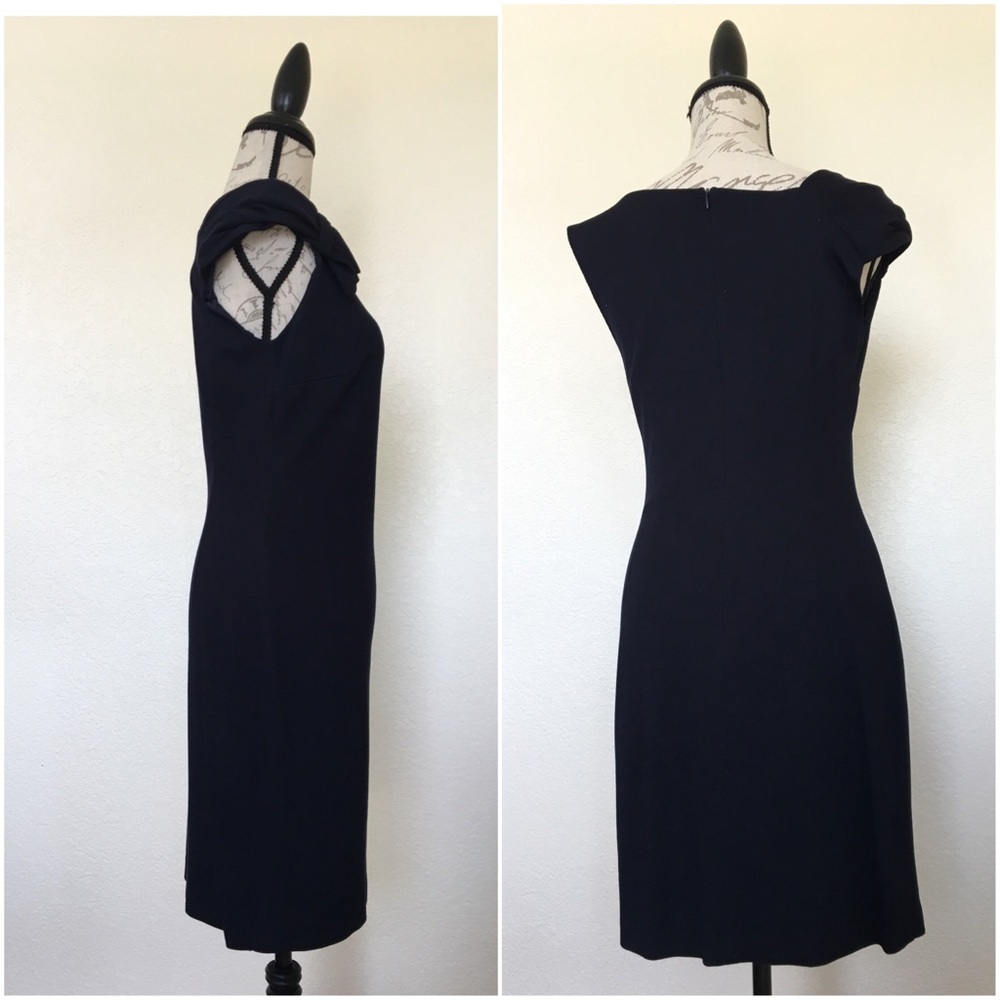 Mango MNG Bateau Neckline Bow Accent Shift Dress - Picture 2 of 5